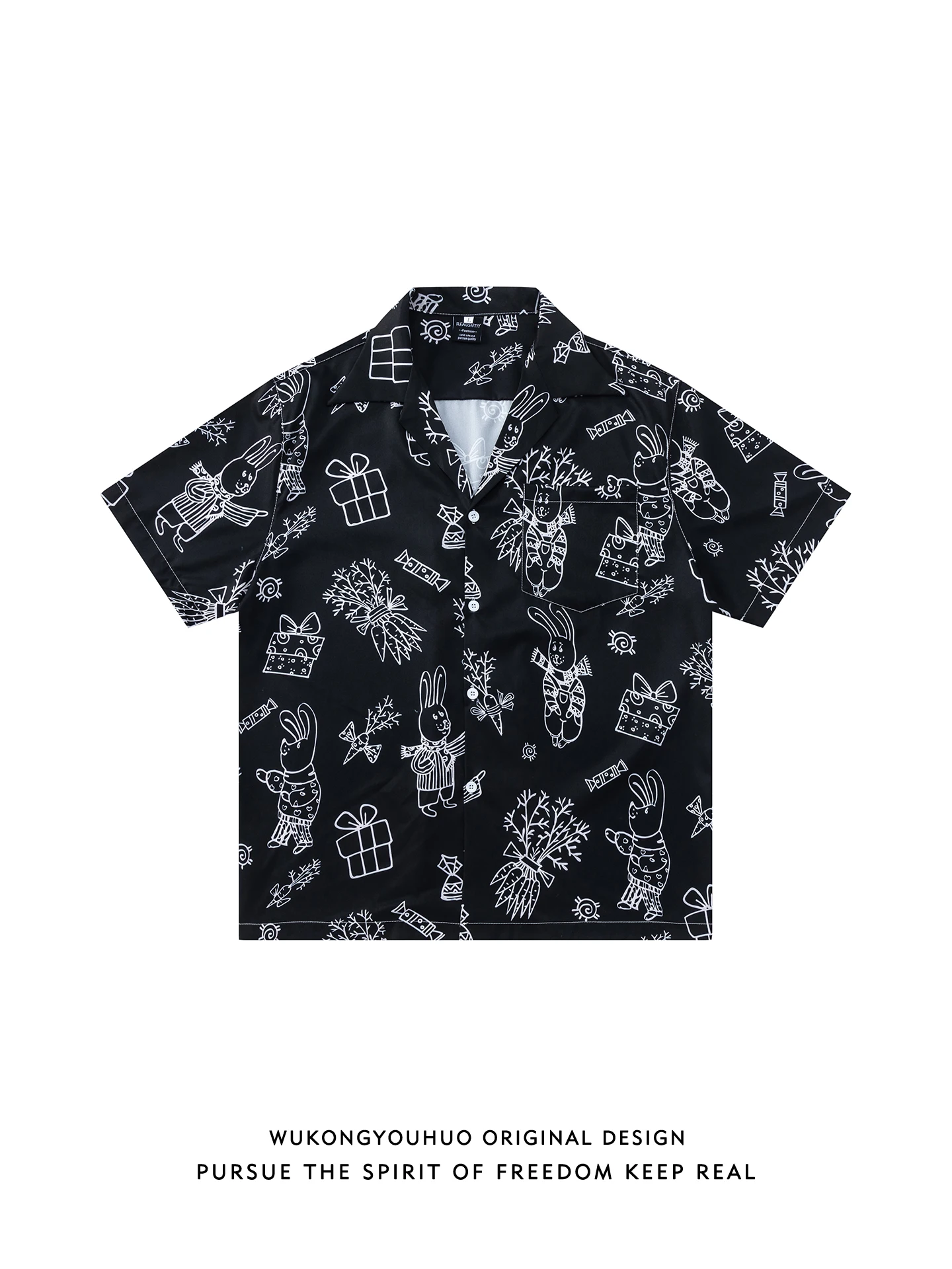 

Летняя повседневная рубашка с мультяшным принтом и кубинским воротником, свободного кроя, для мужчин и пар, износостойкая, молодежная, в стиле кэжуал