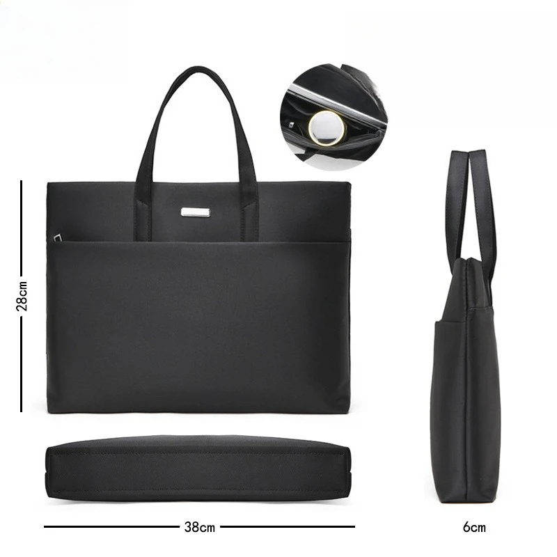 Nylon lightweight men's handbag, meeting documents, large-capacity business briefcase, waterproof computer bag