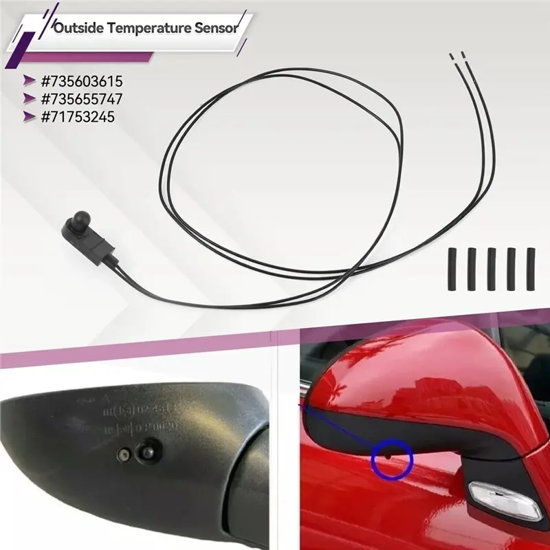 For Fiat 500 500X Punto 05-18 Citroen Peugeot 71753245 External Ambient Air Temperature Sensor Underneath Door Mirror