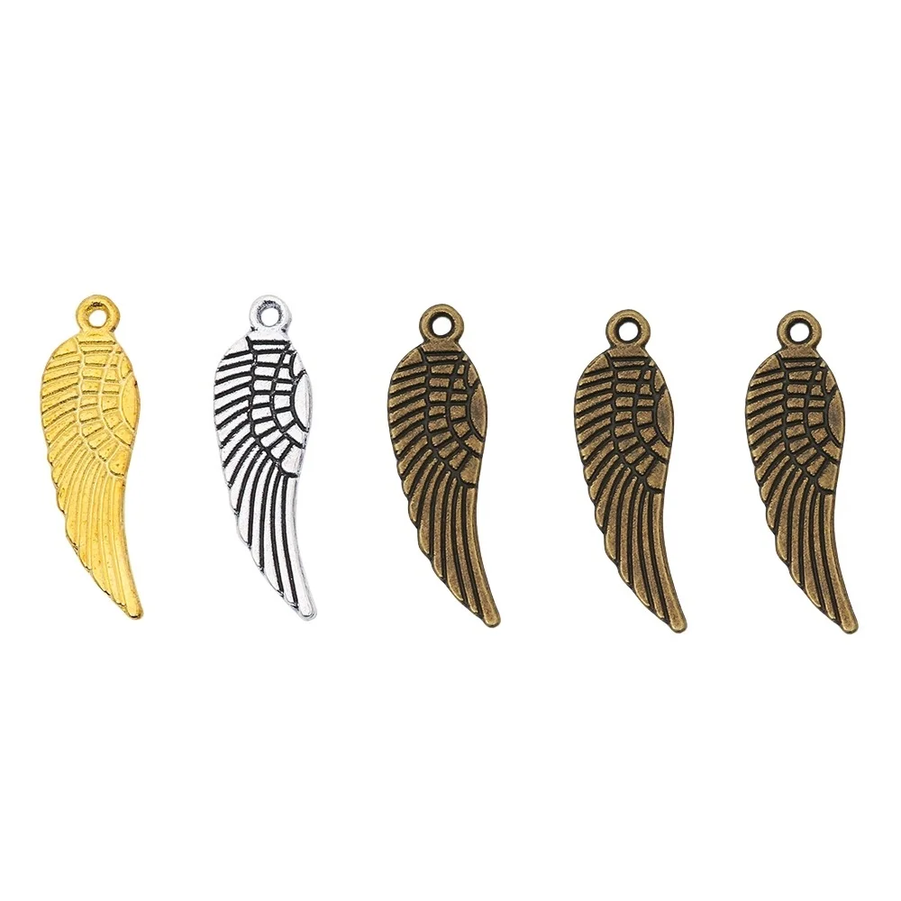 15Pcs/Lot 31*9mm Charms Wing Antique Bronze Silver Color Small Wing Charms Jewelry Findings DIY Bird Wing Charms Wholesale