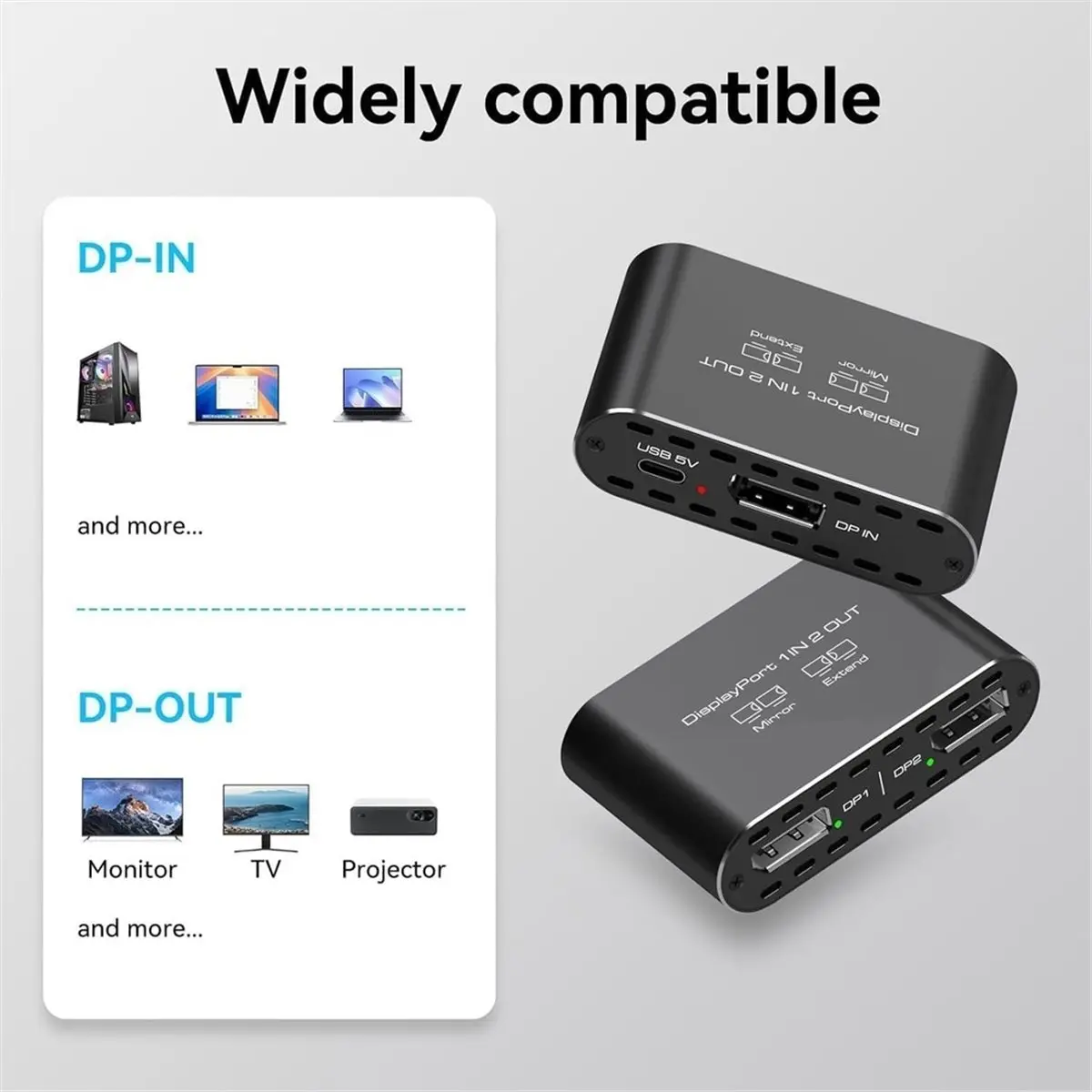 2026 NEW 4K@120Hz Displayport to Dual DP Adapter Display Port to 2 DP Splitter Extension 2 Monitors for Computer Graphics Cards