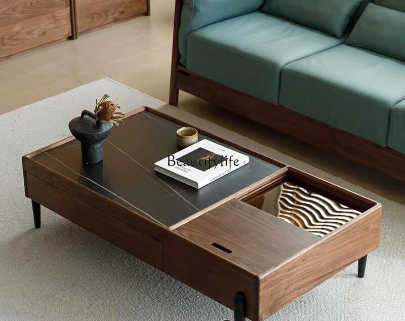 North American black walnut coffee table modern simple living room log slate small square table