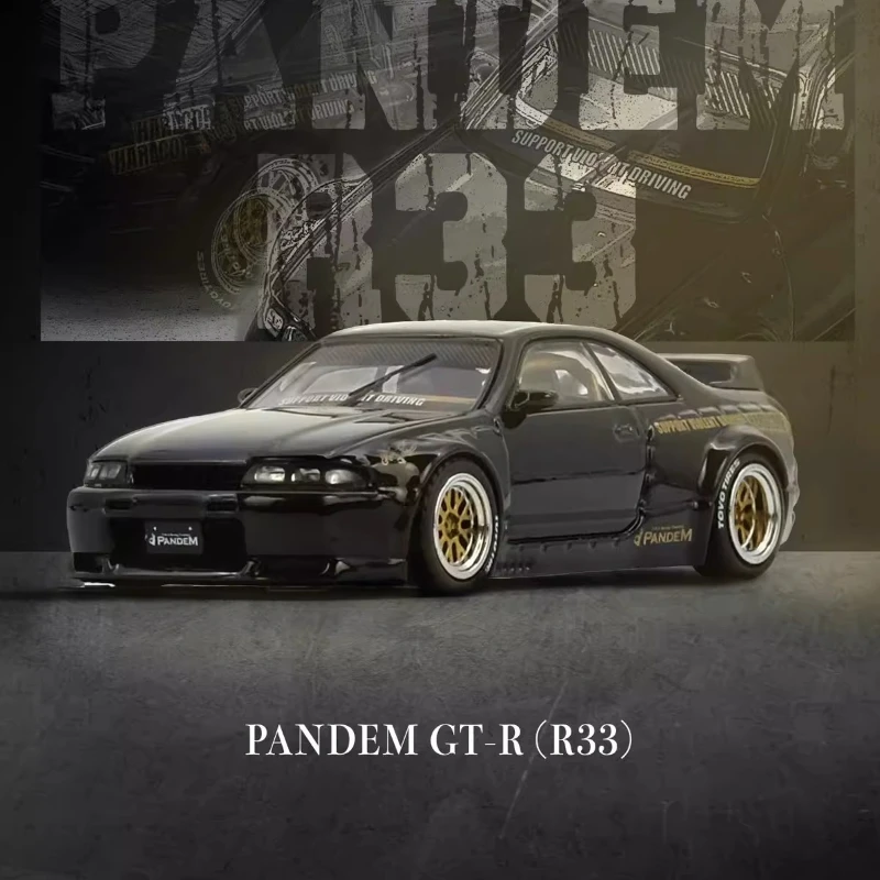 Diecast INNO 1:64 Scale PANDEM GT-R BCNR33 Black Rocket Rabbit Alloy Car Model