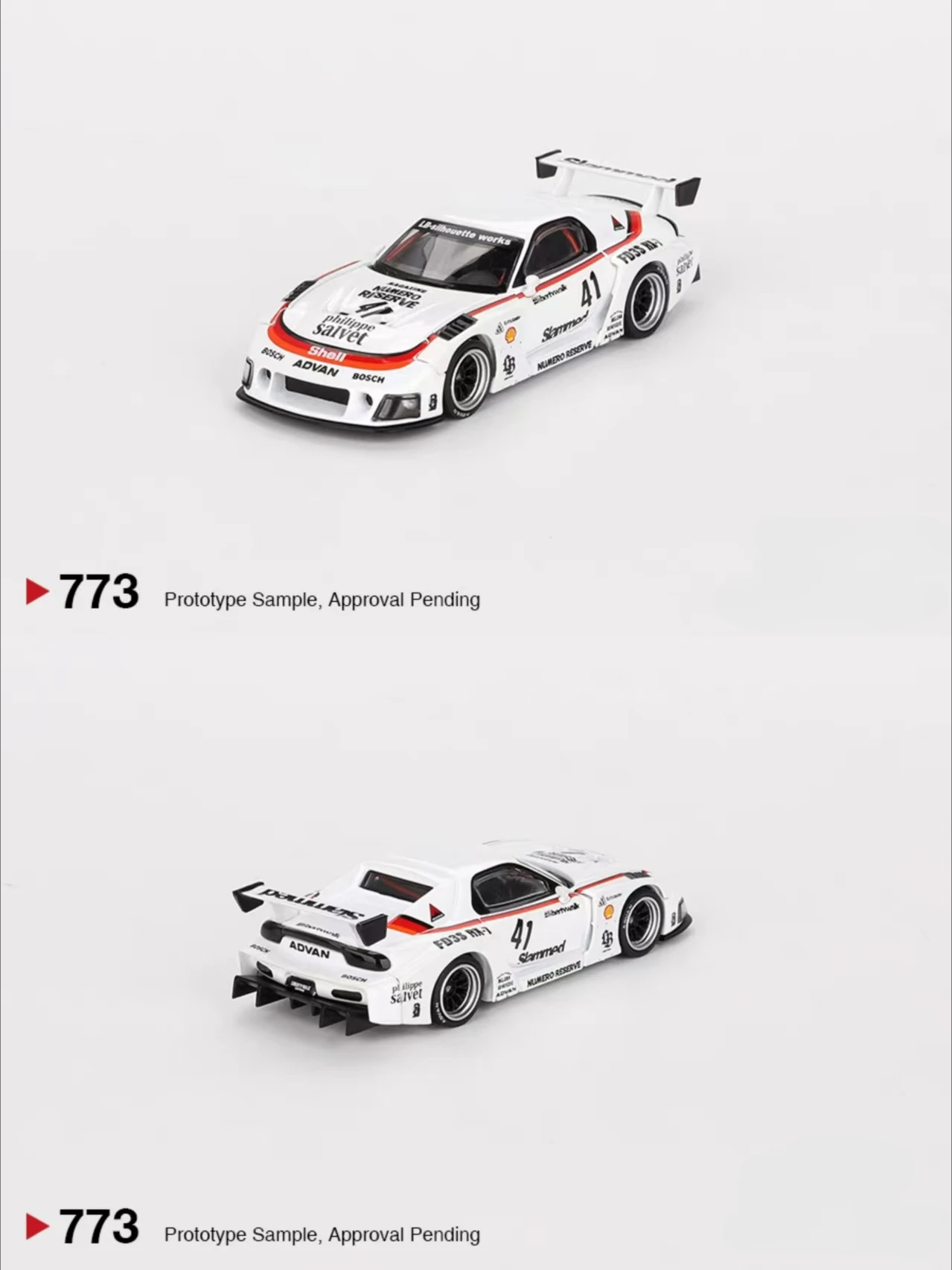 MINIGT 773# 1:64 RX7 LB Wide Body No.41 White Alloy Car Model