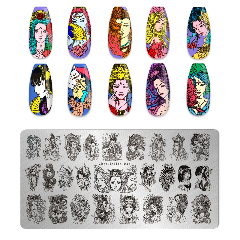 Placas de estampagem de esmalte para meninas, personagem de desenho animado, marca, desenhos animados, animal, aço inoxidável, arte do prego, placas de estampagem