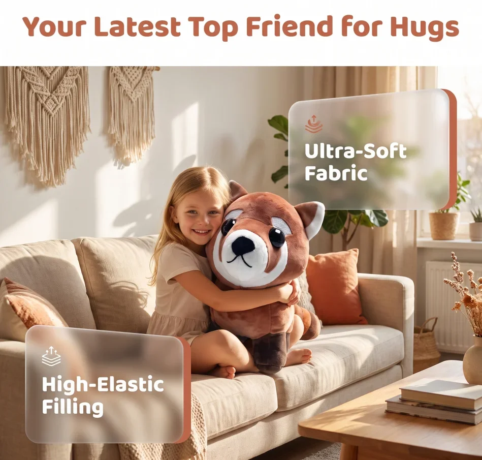 20cm Soft Big Eyes Red Bear Stuffed Animal Cute Standing Plush Red Panda Toy Bedroom Decor Kids Birthday Holiday Gift