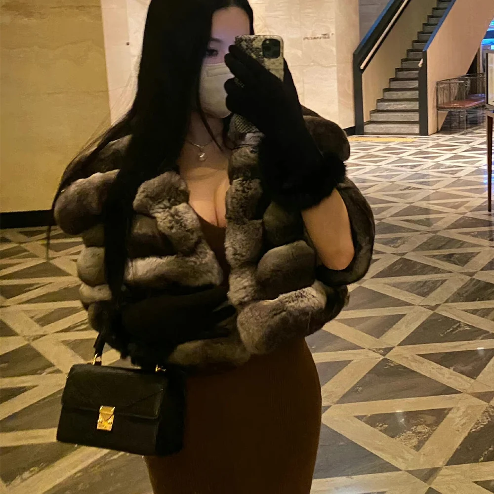 Hooofur feminino curto casaco de pele de coelho falso quente pelúcia sem gola na moda outono inverno outerwear novo estilo 2025