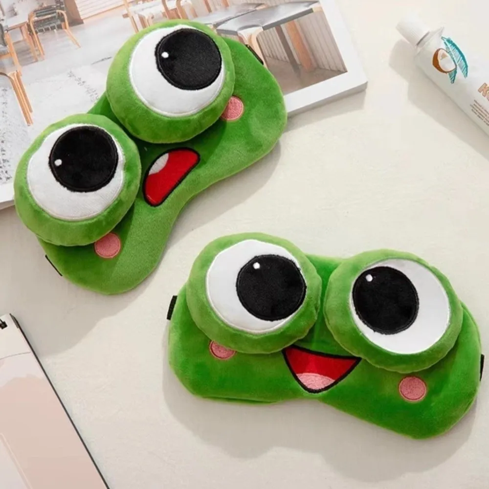 Creative Funny Frog Sleep Mask Plush Adjustable Frog Blockout Light Eye Cover Cartoon Headwear Sleeping Aid Eye Mask Sleep