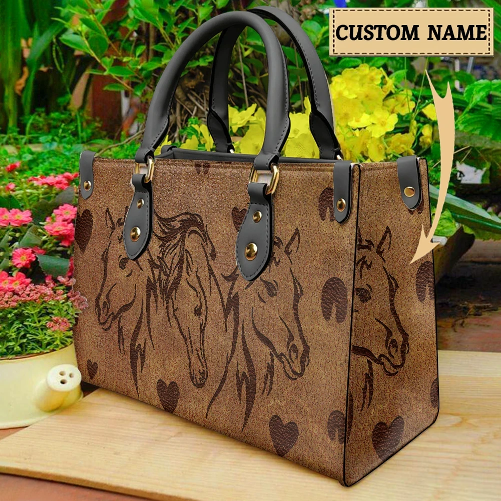 Tribal Horse Ethnic Print Zipper Ladies Handbag Fashion Party Travel Commuter Shopping Bag Vintage Clutch Totes for Female Girls