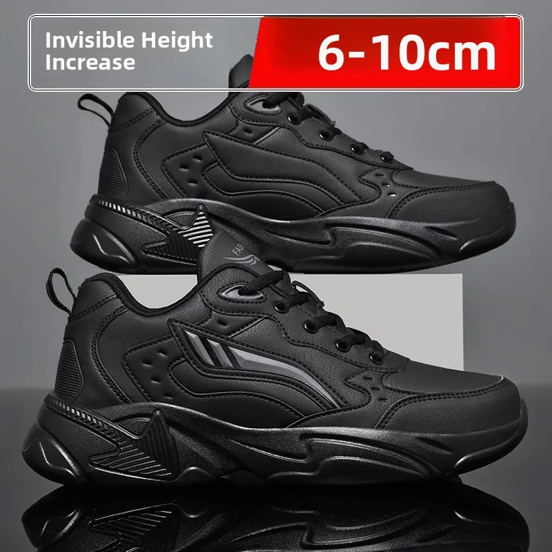 Men's Sport Shoes 10cm Heightening Insole Invisible Waterproof round Toe Low Top Fall Season Black Rubber Outsole Comfortable...
