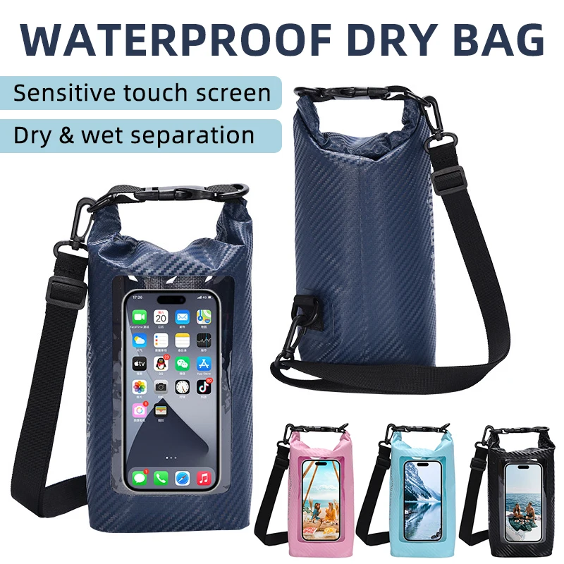 

2L/5L Swimming Bag Transparent Touch Screen Waterproof Kayak Storage Bag Hiking Drifting Surfing Rowing Sports Bag