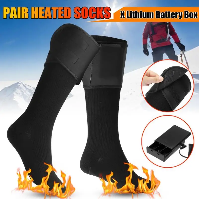 Heated Socks for Men Women Battery Powered Cold Winter Thermal Socks Cotton Breathable Foot Warmer for Camping Cycling Fishing