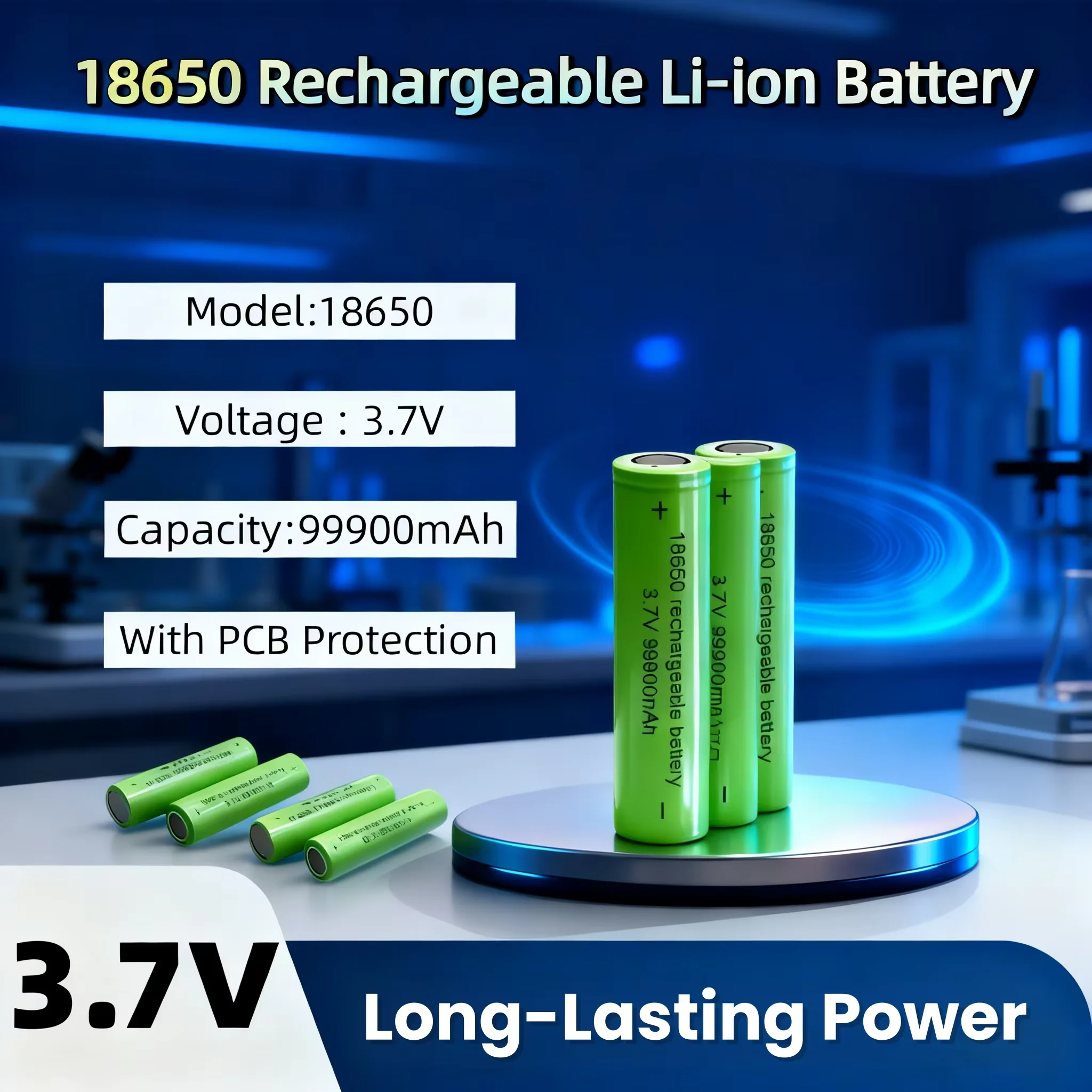

Original 18650 Li-ion Battery 3.7V Rechargeable - High Capacity for Flashlight, Toys, Electronics, Vape, Power Bank