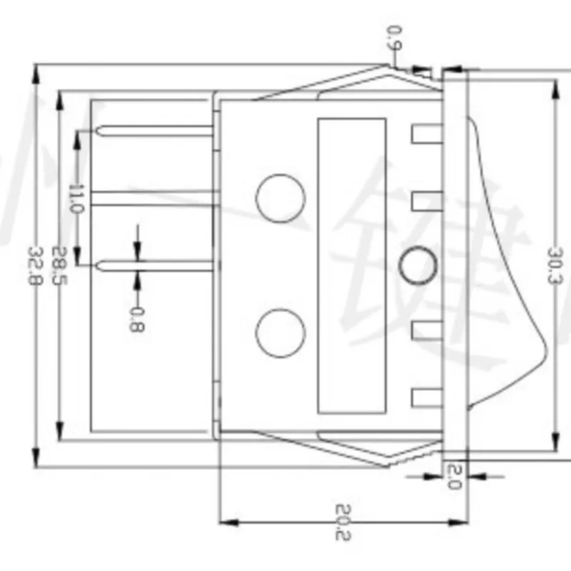 KCD4-202 Rocker boat Third gear six feet all black 31*25 Rocker Switch Dual card slots