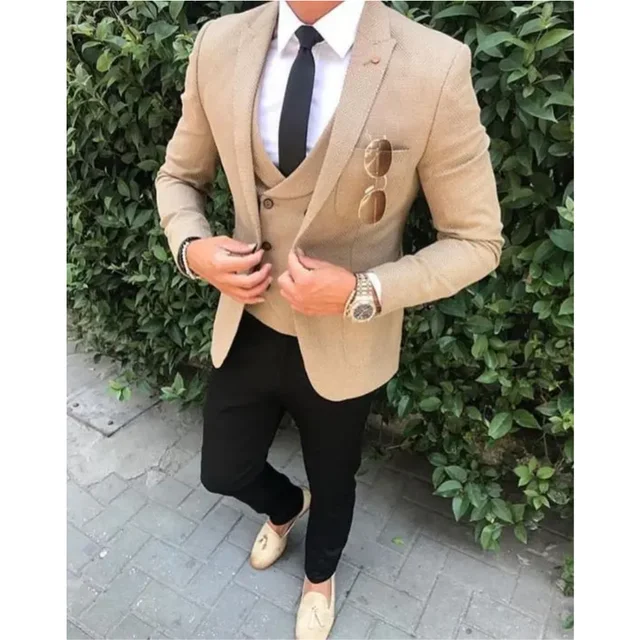 Khaki jacket black pants store