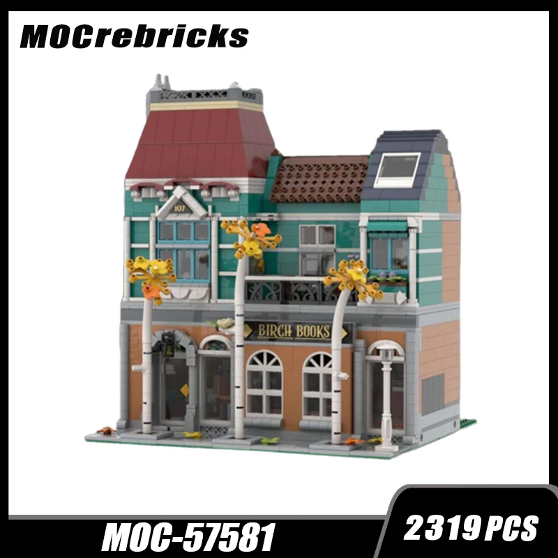 Street View Architecture Series MOC-57581 Bookshop Model Customized Building Block DIY High Difficulty Kid's Puzzle Bricks Toys