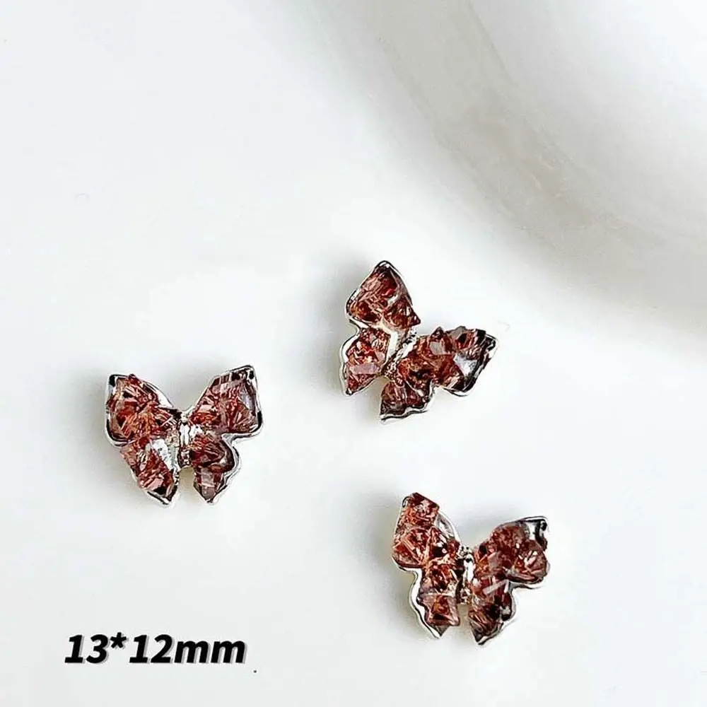 3Pcs/set Crystal Gravel Butterfly Butterfly Nail Decorations DIY Nail Charms 3D Nail Art Drills Butterfly Nail Accessories