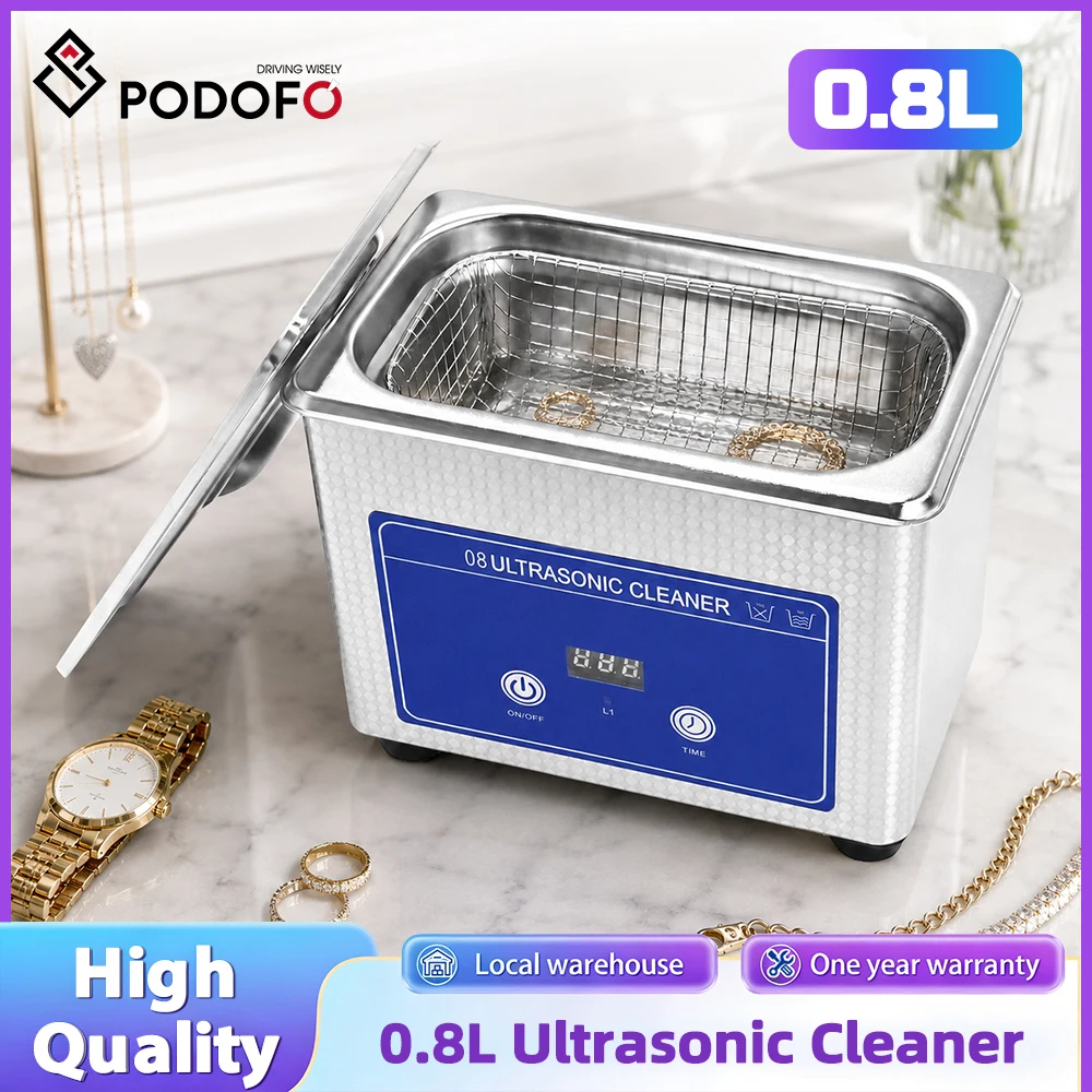 0,8 l Ultraschallreiniger mit digitalem Timer, 35 W professionelle Schallreinigungsmaschine, Edelstahltank mit Korb für Schmuck, Brillen, Uhren, Zahnspangen, Kleinteile