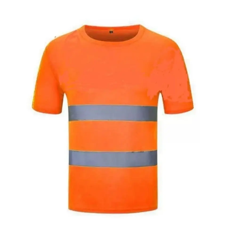 2024Outdoor Shirt Fluorescent High Visibility Safety Work Shirt Summer Breathable Work T Shirt Reflective Vest t-shirt Quick Dry