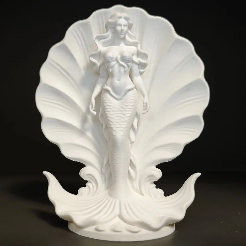 3D Printed Mermaid Figurine Ornaments Creative Mermaid In Shell Statue Light Luxury Elegant Desktop Decoration Office