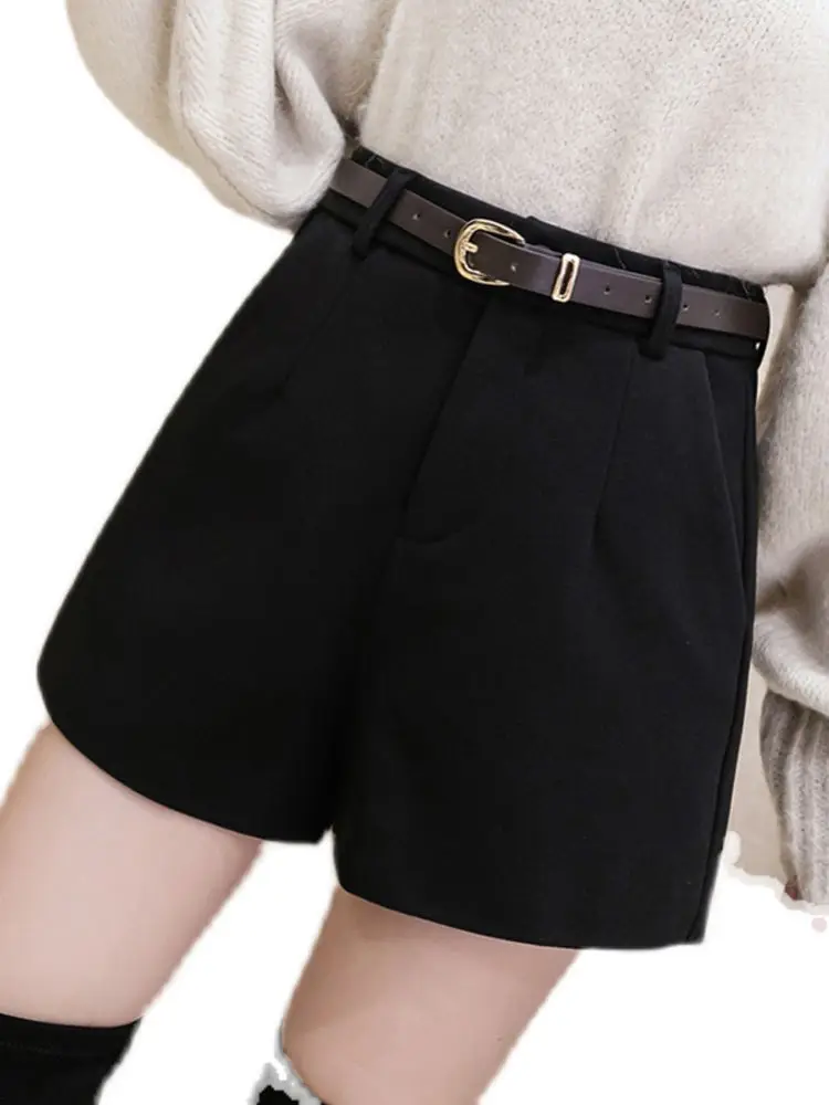 Summer High Waist Zipper A-line Casual Pants Solid Color All-match Office Wide Leg Shorts Fashion Elegant Women Clothing LX506