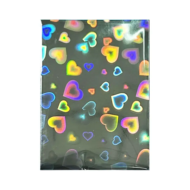 50pcs Laser Flashing Heart Kpop Photocard Sleeves 61x91mm Holographic Clear Card Sleeves Card Protector Trading Card Protector