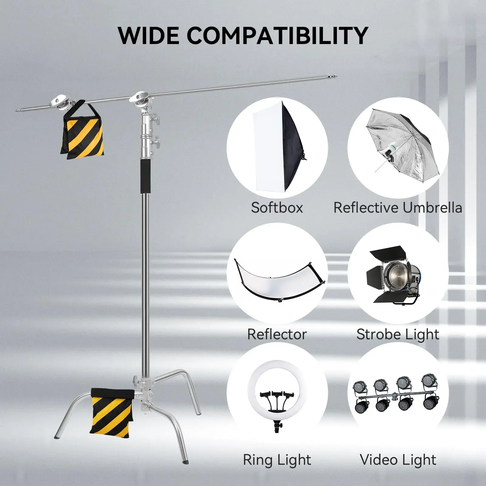헤비 듀티 텔레스코픽 매직 레그스 휴대용 삼각대 스피드라이트 카메라 스튜디오 포토 박스 조명 홀더 사진 조명 C 스탠드