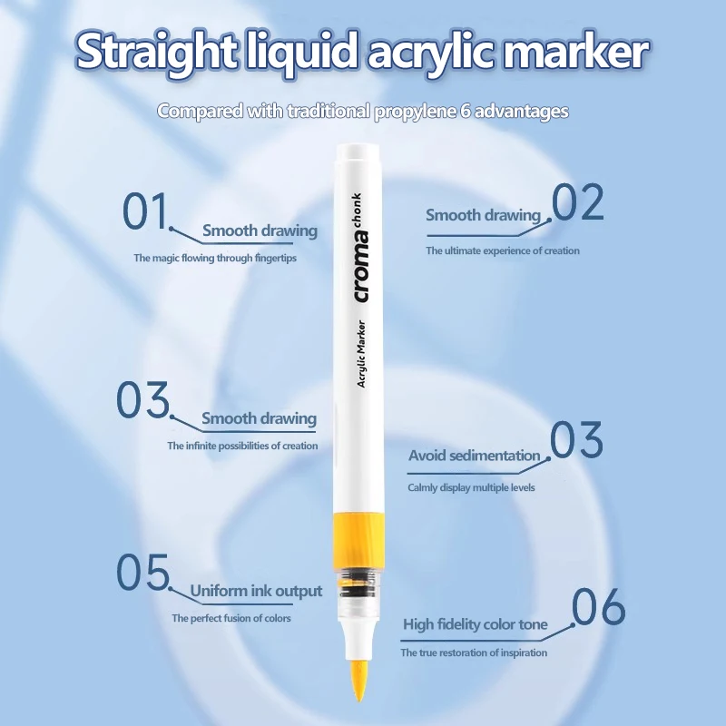 Croma Straight Liquid Soft Tip Acrylic Markers For Fine Art Opaque Colours Stackable Non-toxic Washable High Quality