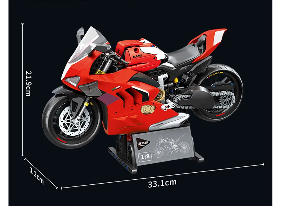Technische Simulation 1000 RR V4R Rennmotorrad Bausteine Modell Stadt Hightech-Motorrad Spielzeug für Jungen Geschenke – Detail 23