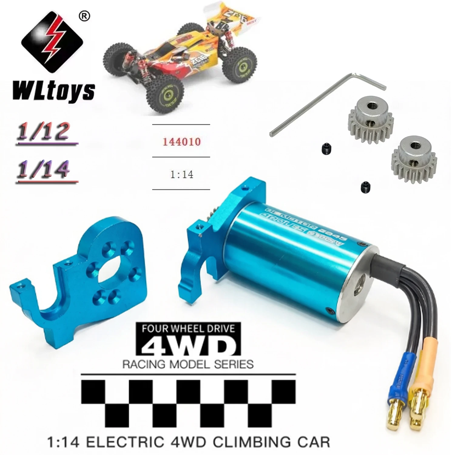 2845 Brushless Motor 144010-2004 Motor Gear Motor Base 144010-2006 For WLtoys 144010 124017 124016 144010-2006 RC Car Spare Part