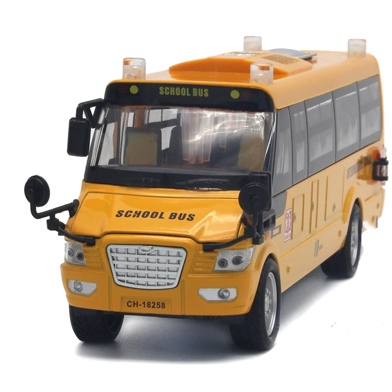 1:32 Toys Alloy Car School Bus Model Diecast Vehicles Kids Steering Linkage Children Gift Collection Simulation Toys For Boys CA