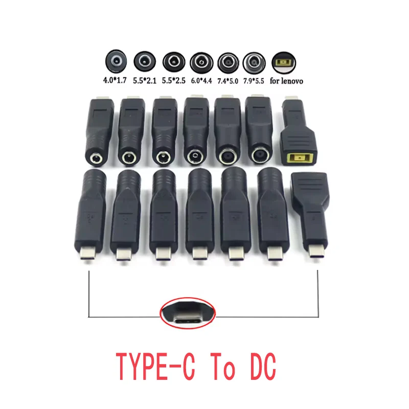 Adapter USB C Type C Male To 4.0*1.7 5.5*2.1 5.5*2.5 7.4*5.0 7.9*5.5mm Female Plug Converter DC Power Jack Connector