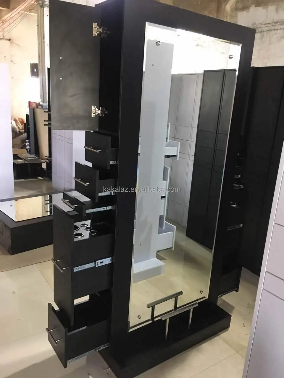 Customizable Color Multi-drawer Mirror Table Portable Barber Station Barber Station Cabinet