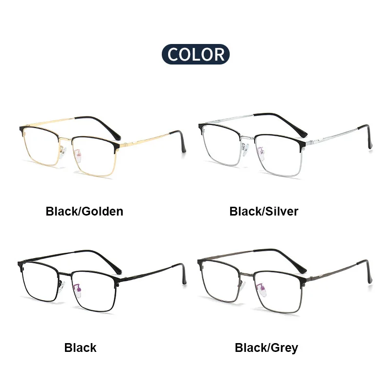 إطار نظارات كلاسيكي مربع من سبائك التيتانيوم كامل الحافة للرجال، نظارات خفيفة الوزن ومتينة للأعمال والأزياء اليومية 3125