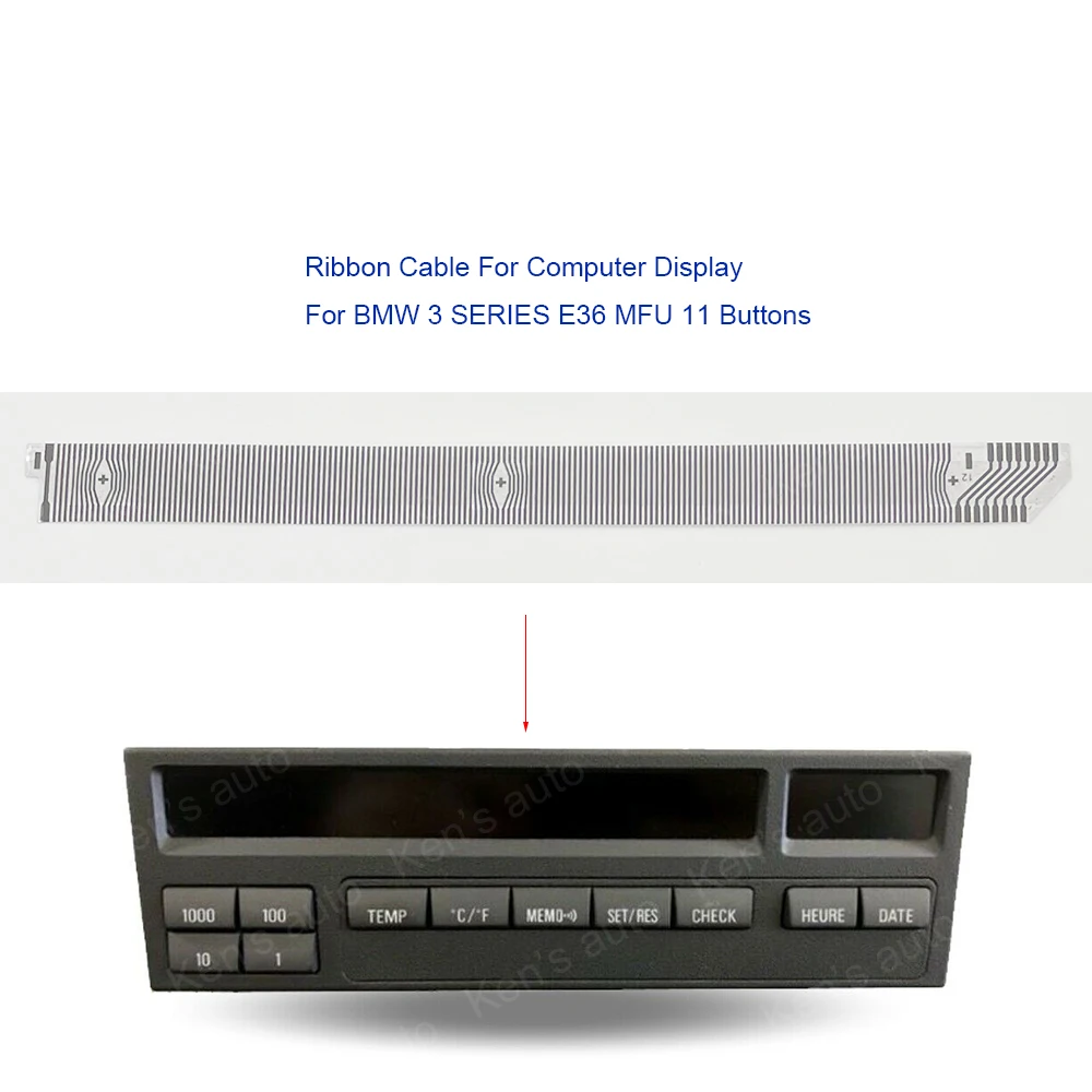 

FOR BMW 3 SERIES E36 MFU ON-BOARD COMPUTER OBC DISPLAY 11 BUTTONS CARBON RIBBON CABLE CONNECTOR