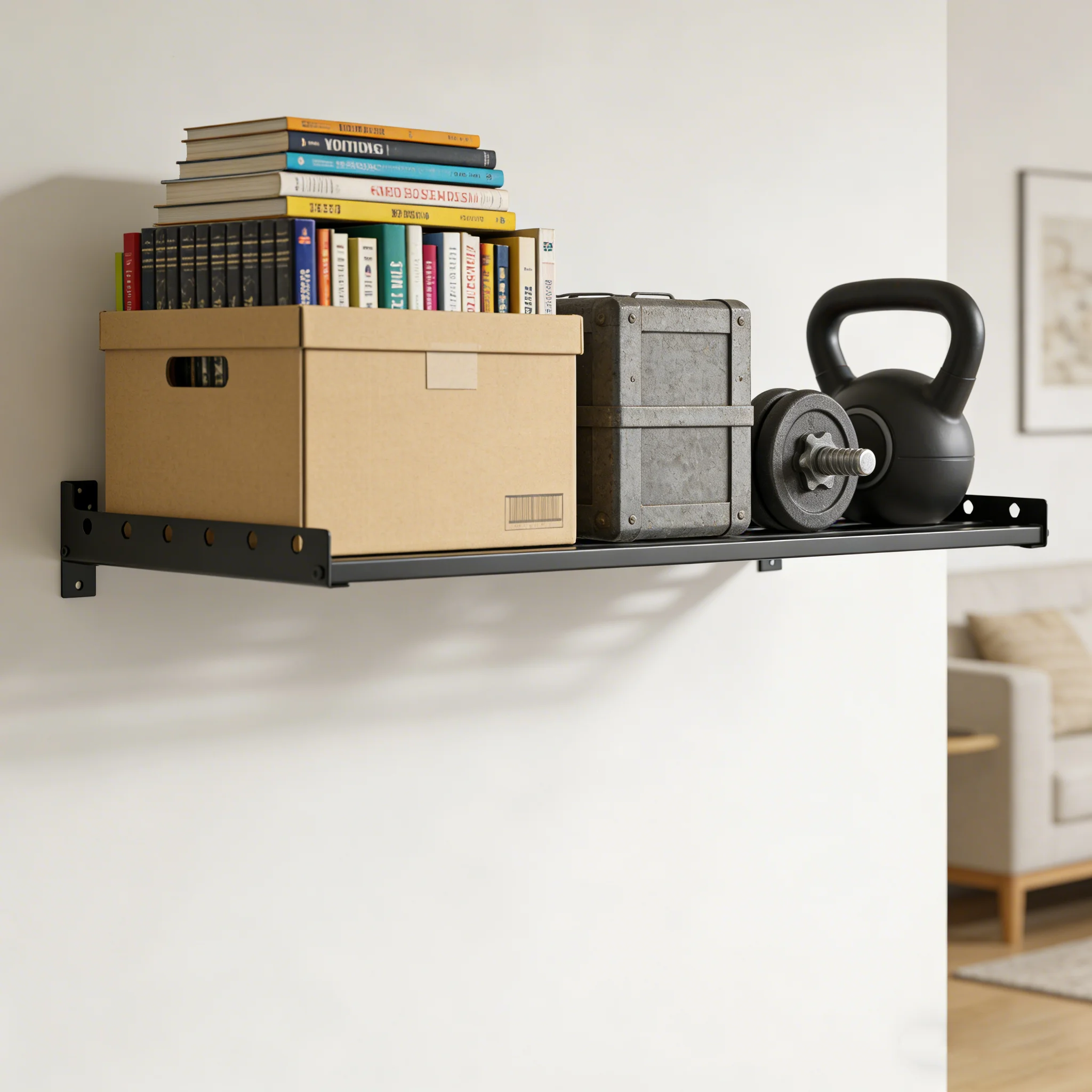 Wall Mounted Storage Shelf for Garage Metal Shelf Rack Heavy-Duty Wall Organizer Shelves Suitable for kitchen 23.6*13.8"
