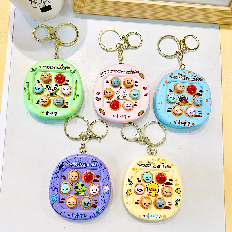 Cartoon Handheld Groundhog Game Console Creative Mini Knocker Keychain Decompression Pendant