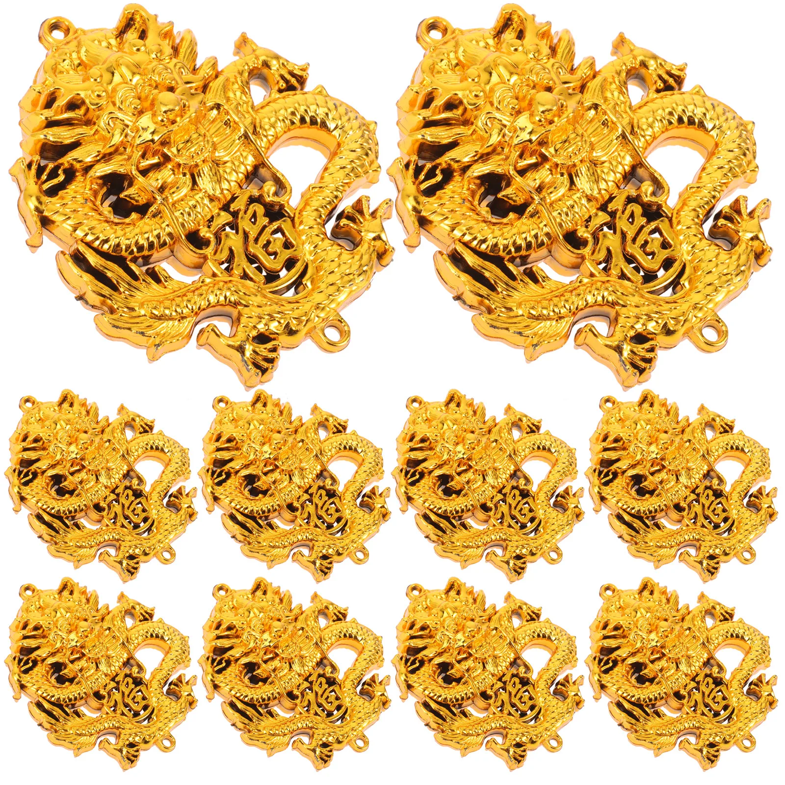 

10 Pcs Golden Dragon Decor Chinese Zodiac Hanging Ornament Spring Festival Supplies New Year Gifts Plastic Bonsai Home Decor