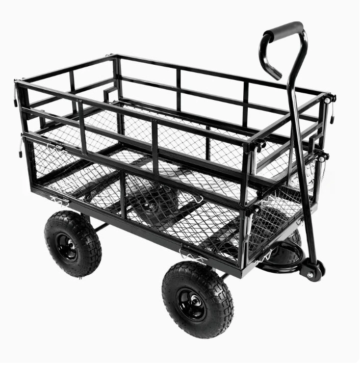 Steel Garden Cart, Heavy Duty 1200 Lbs Capacity, With Removable Mesh Sides,Utility Metal Wagon Perfect For Garden, Farm, Yard