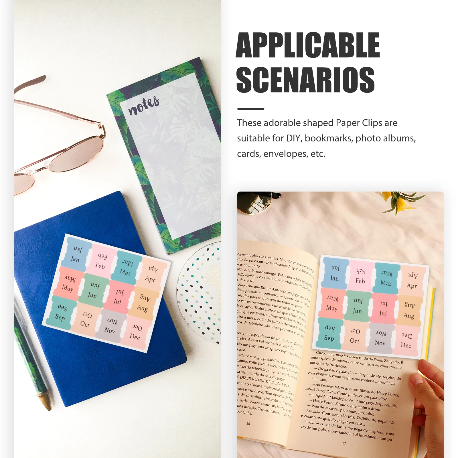 

10 Sheets Colorful Note Labels Monthly Planner Tabs for Office Bright Sticky Page Markers Reading Bookmarks Index