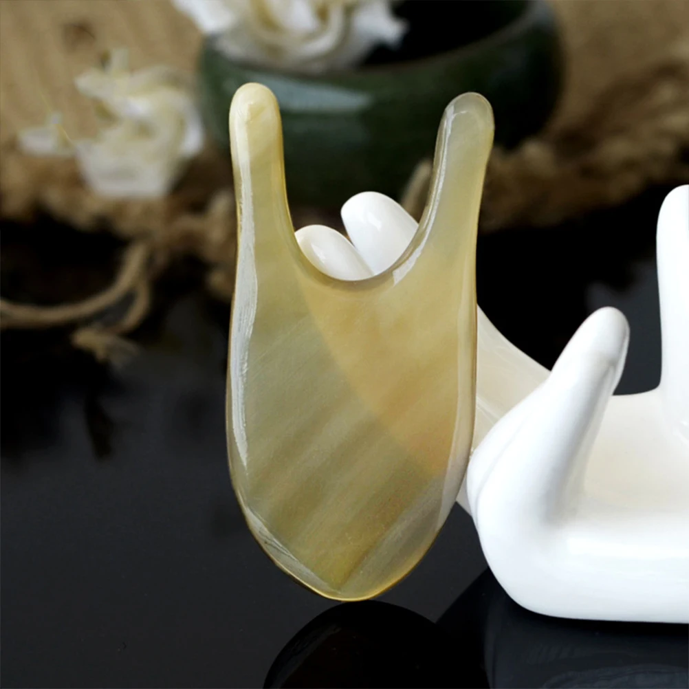 Oogacupressuur Massage Tool Natuurlijke Hoorn Gladde Schrapen Pen Voor Gezicht Nek Terug Therapie Spa Zorg Huidverzorging Instrument