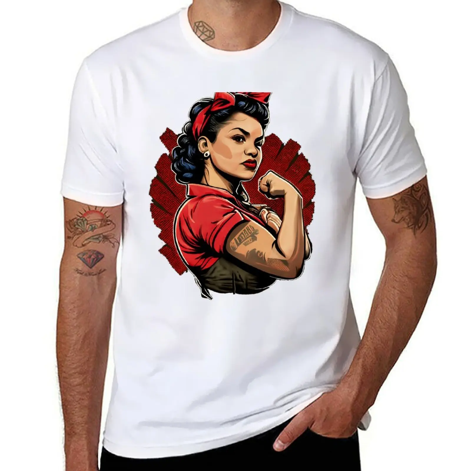 

Rosalinda the Riveter - Latina Empowerment T-Shirt man t shirt cotton high quality mens graphic t shirts T-Shirt