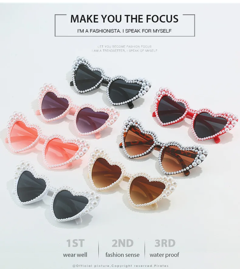 Luxus Perle Herz Sonnenbrille Frauen Schöne Party Hochzeit Damen UV400 Sonnenschutz Brautjungfer Bräute Gläser – Detail 2