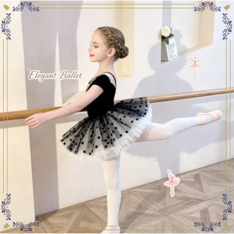 Black Long Sleeve Kids Dance Outfit Girls Chinese Dance Grade Training Clothes Split Ballet Skirt Toddler Dance Practice Costume