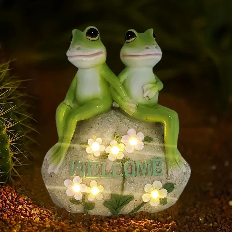 

Garden Statues Solar Decor Lights Solar Frogs Outdoor Lawn Frog For Pathway Balcony Solar Powered Outdoor Garden