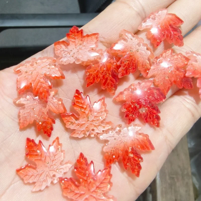 Perles de feuille de pétales de couleur rétro 27MM, perles de verre en feuille d'érable, perles d'espacement amples pour la fabrication de bijoux à bricoler soi-même, épingle à cheveux, accessoires de