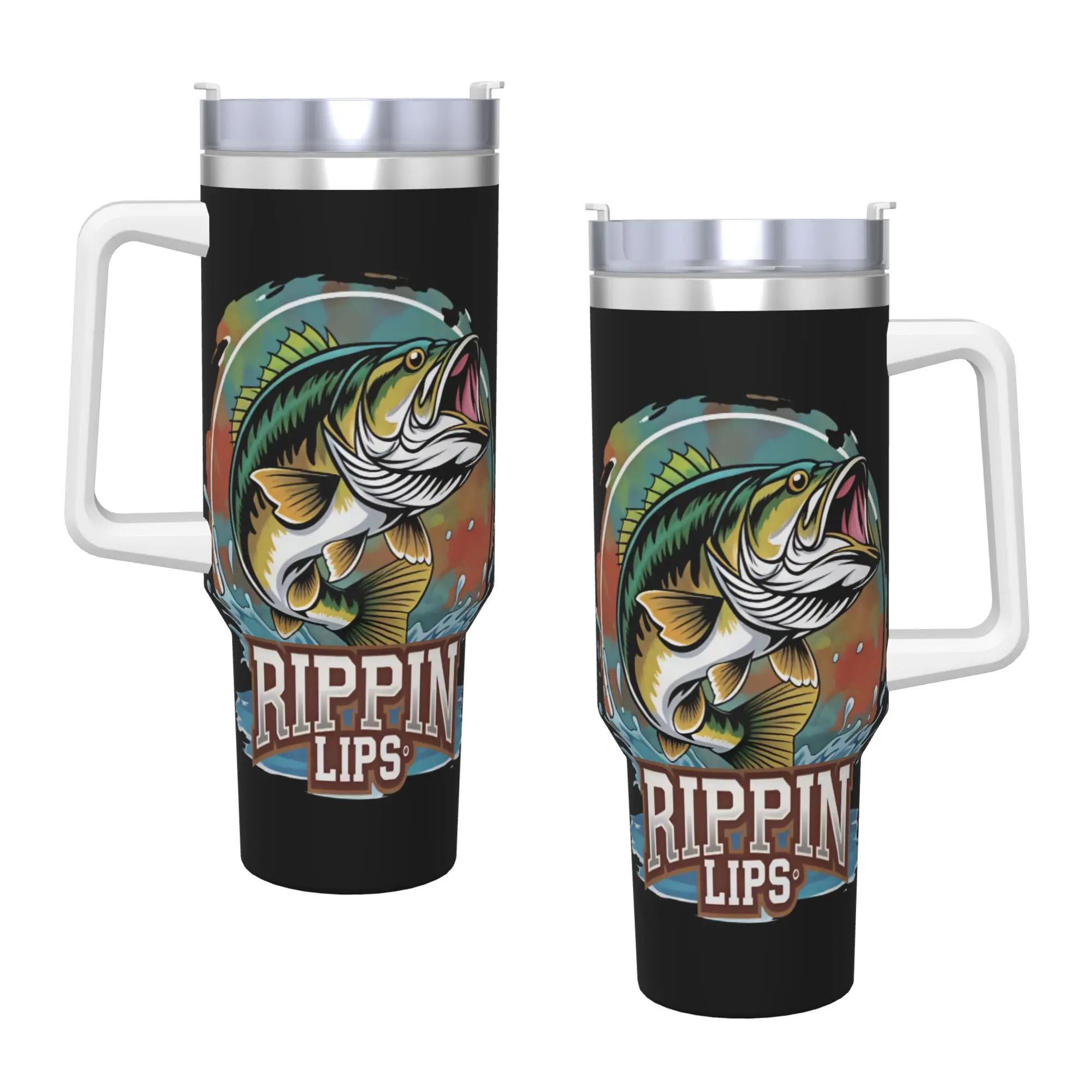 Fly Fishing Stainless Steel Tumbler  Travel Thermal Mug With Straws and Lid Large Mugs Cup Cold Drink Water Bottle
