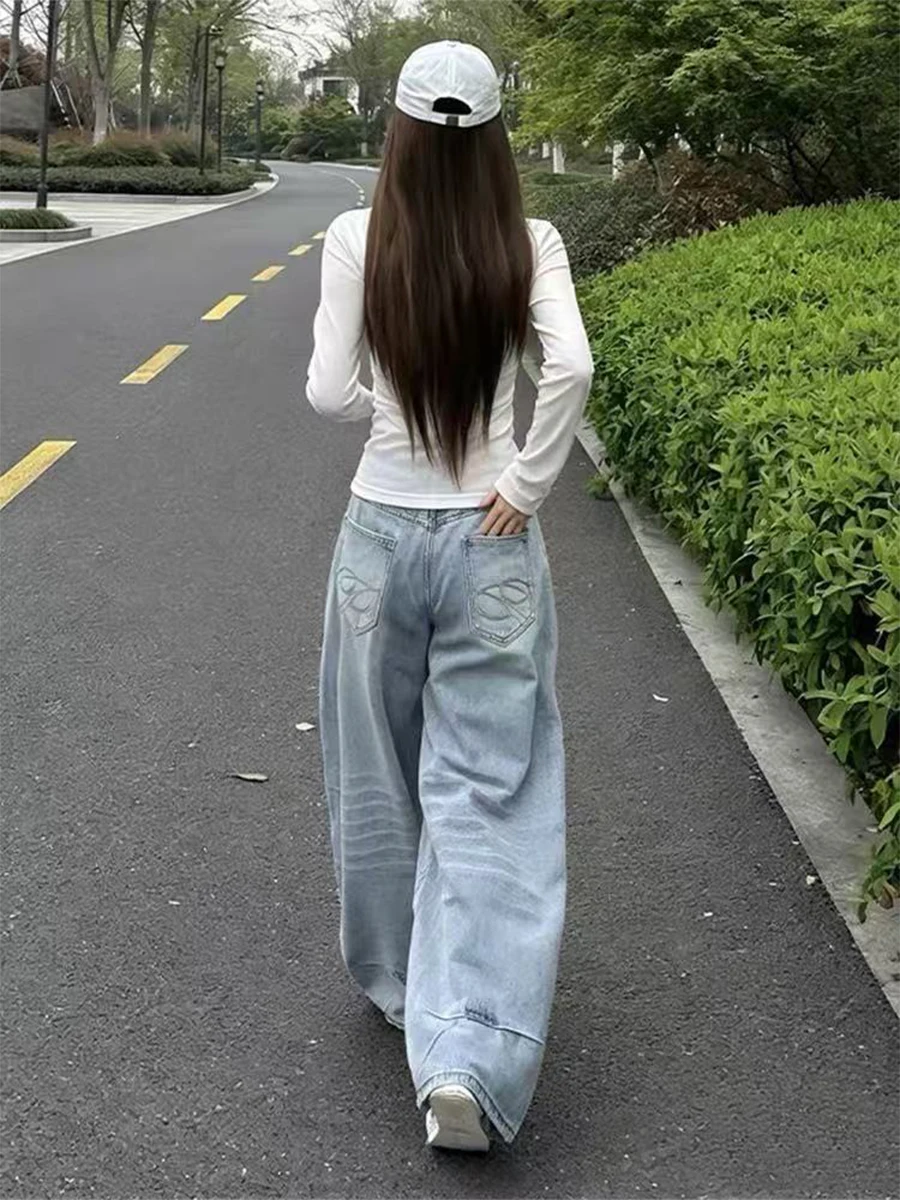 

Low Waist Wide Leg Jeans Women's Spring Summer Slimming Straight Cut Trousers Bootcut Denim Pants American Retro Style plus Size