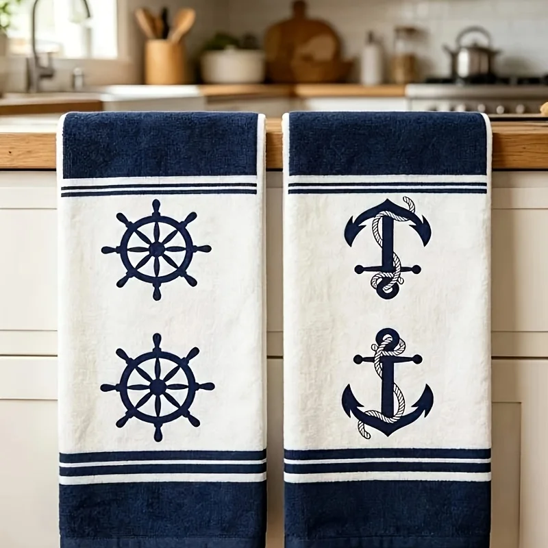 2-Piece set, nautical anchor and ship's rudder Kitchen paper towels