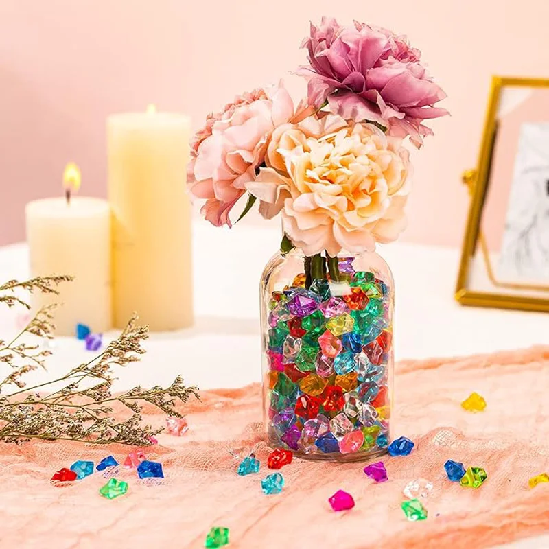 20pcs 18x25mm Acrylic Ice Rocks Rhinestone Diamond Ice Cubes Crystals Stones for Home Decorations Rainbow Multicolored DIY Toys